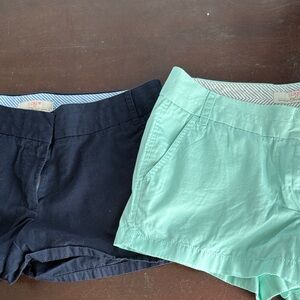 J. Crew High-Rise Chino Shorts in Navy and Mint